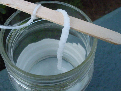 Growing salt crystals on a string