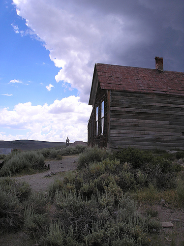 Reflecting windows and blue sky Bodie