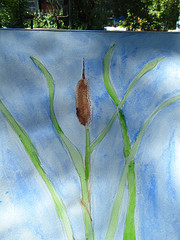Cattail watercolor with stipling