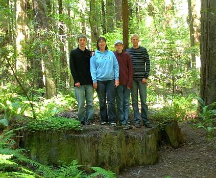 Barb and her Boys Redwoods 2010