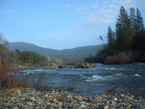 American River with rocks and sky