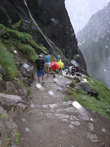 Wet and slippery on the Mist Trail