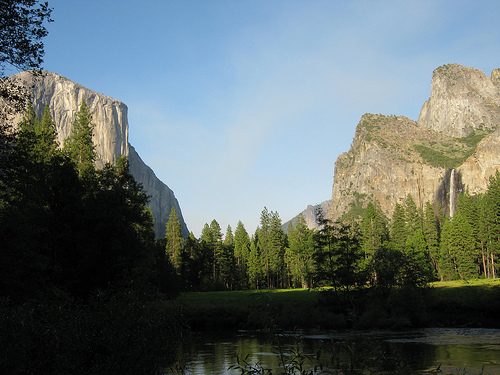Yosemite Bridalview Fall and El Capitan