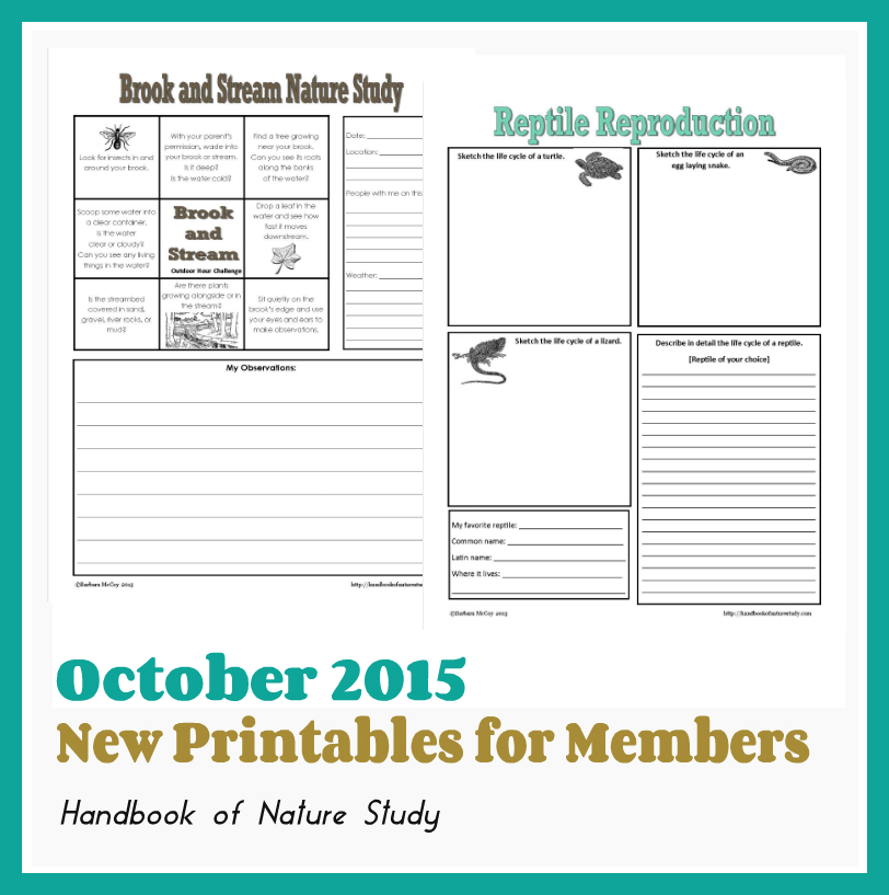Outdoor Hour Challenge October 2015 Monthly Printables for Members @handbookofnaturestudy