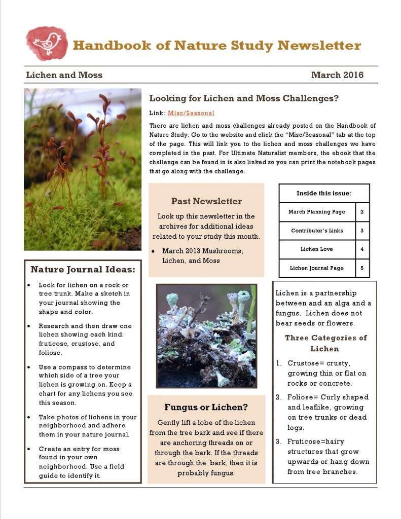 Handbook of Nature Study Newsletter March 2016 Cover