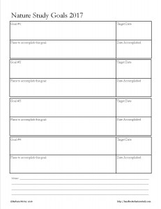 Nature Study Goals 2017 Planning Page