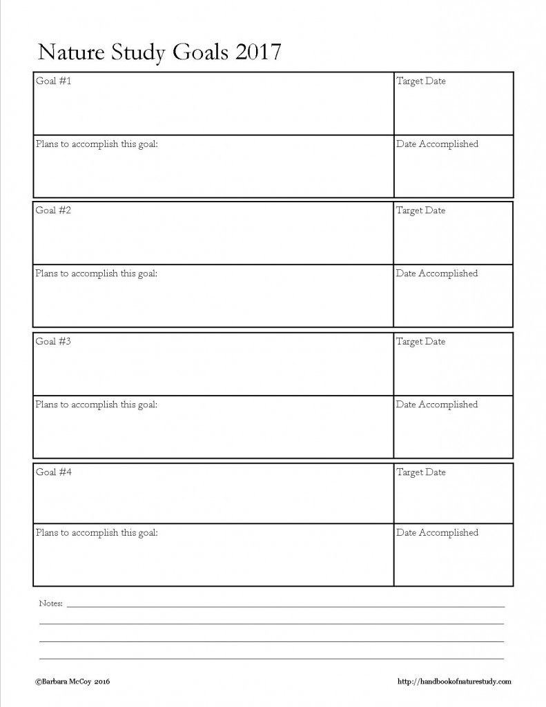 Nature Study Goals 2017 Planning Page