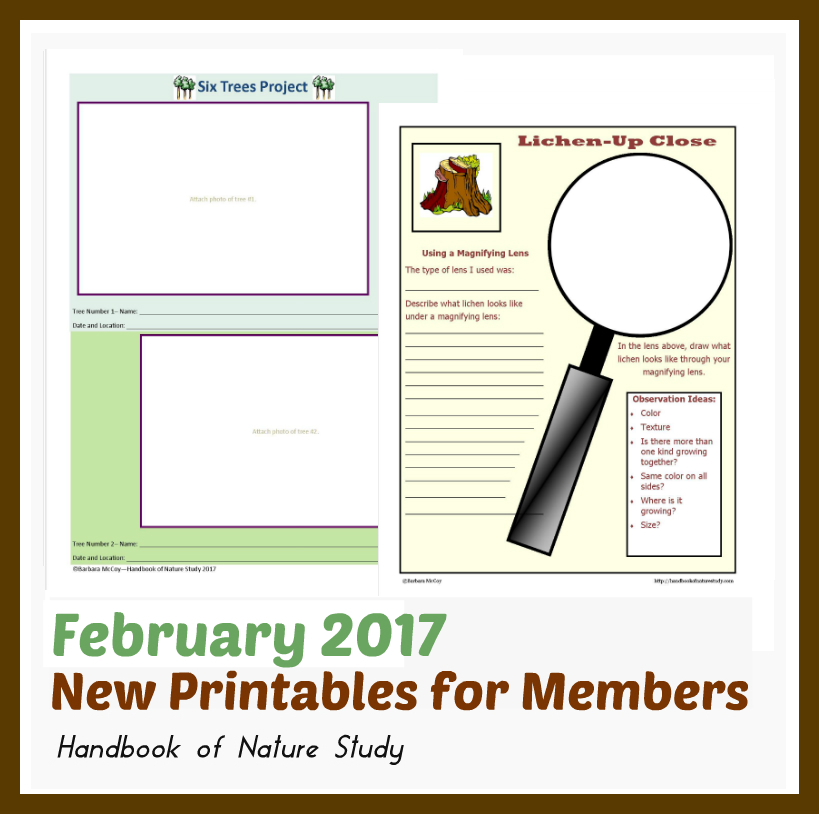 Printables for Members February 2017 @handbookofnaturestudy