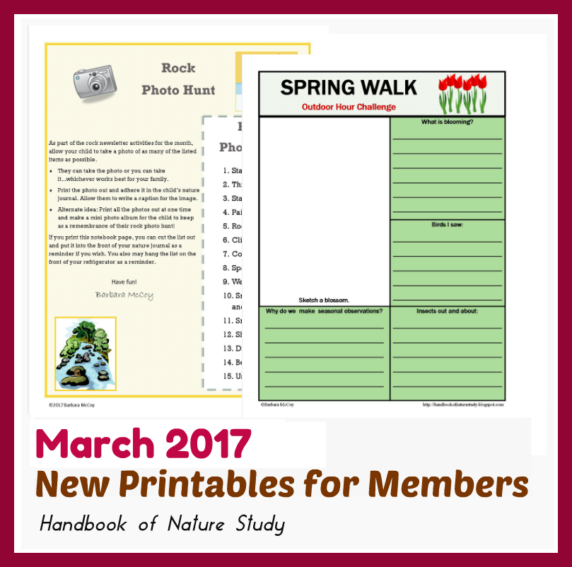 Printables for Members March 2017 @handbookofnaturestudy