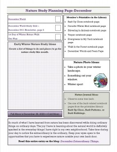 December 2020 nature planner page