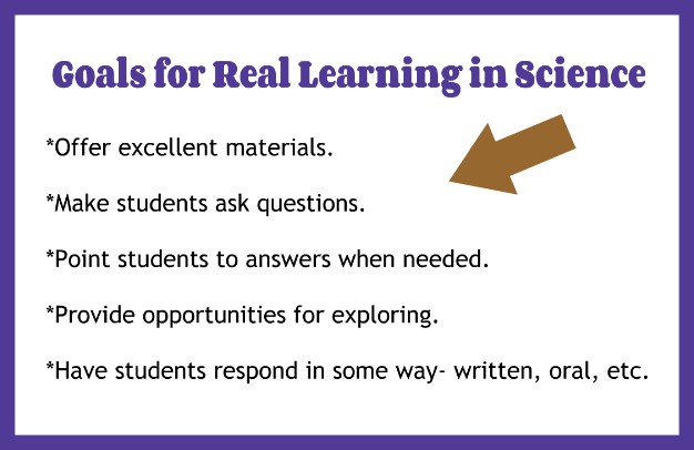 Goals for real learning in science box