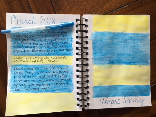 Almost Spring March 2018 nature journal page