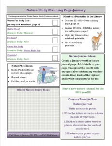 January 2021 nature planner page