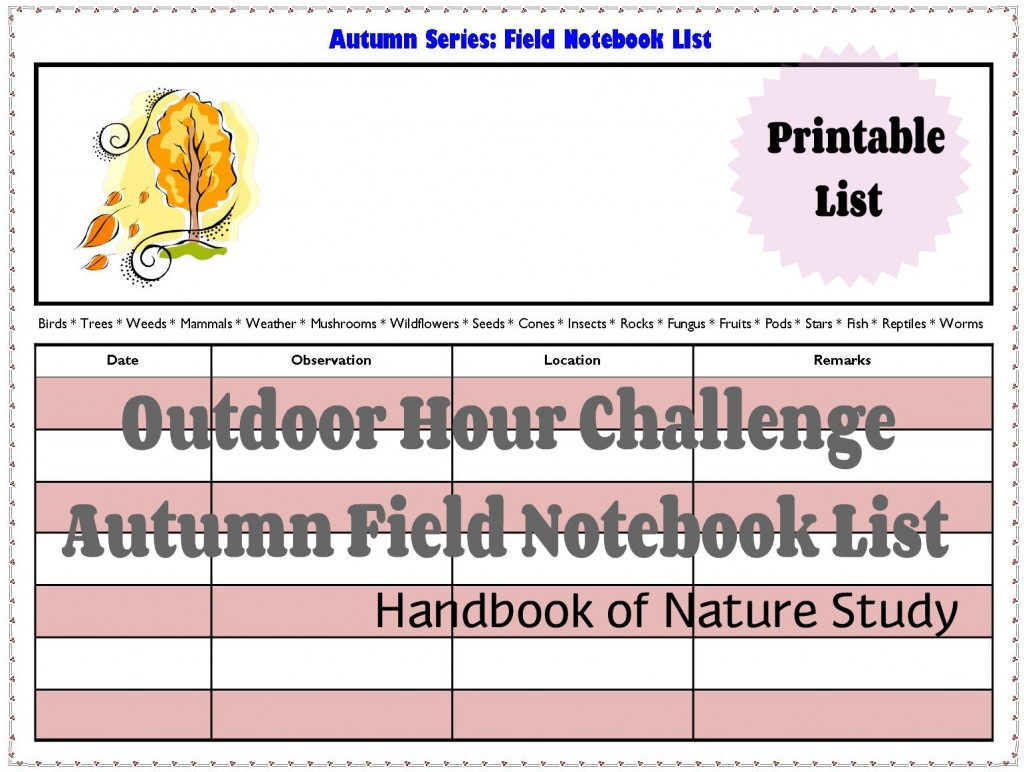 OHC Autumn Field Notebook List @handbookofnaturestudy