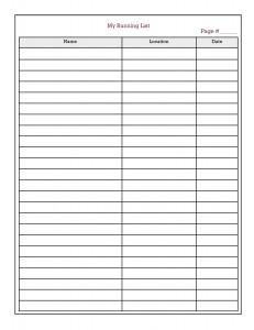 Running LIst notebook page