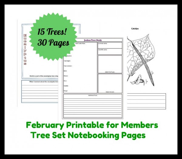 Tree Set Notebook Pages - February Printable
