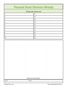 Vernal Pools Habitat Notebook Page