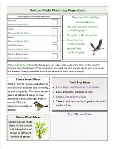 April 2021 nature planner page