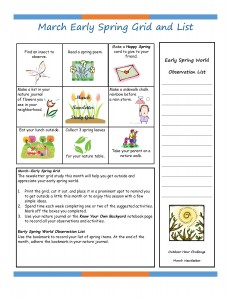 March Early Spring Grid Nature Study printable