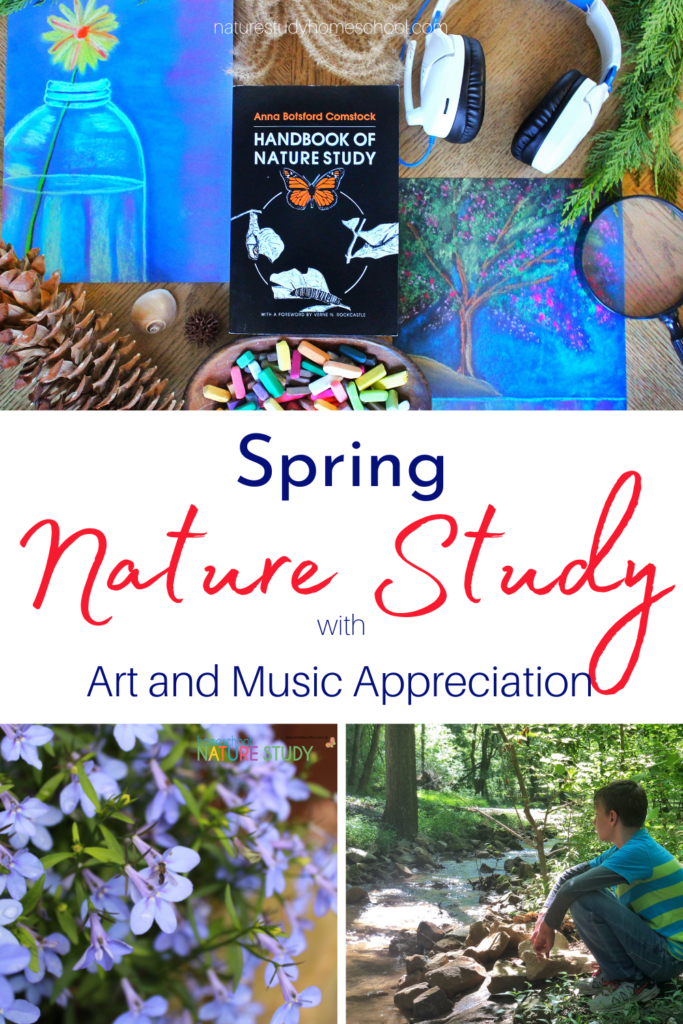 Spring homeschool nature study curriculum contains Outdoor Hour Challenges, custom notebook pages as well as art and music appreciation.