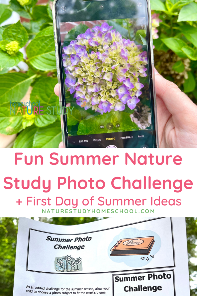 A FUN Summer Nature Study Photo Challenge plus First Day of Summer Ideas! Nature study can be easy and fun when you have access to the Outdoor Hour Challenges! Pick the topics that interest your family the most and then get started with the activities, videos, and follow up notebook pages.