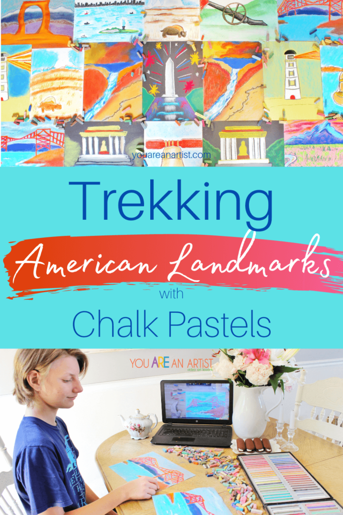 Trekking American Landmarks with chalk pastels.