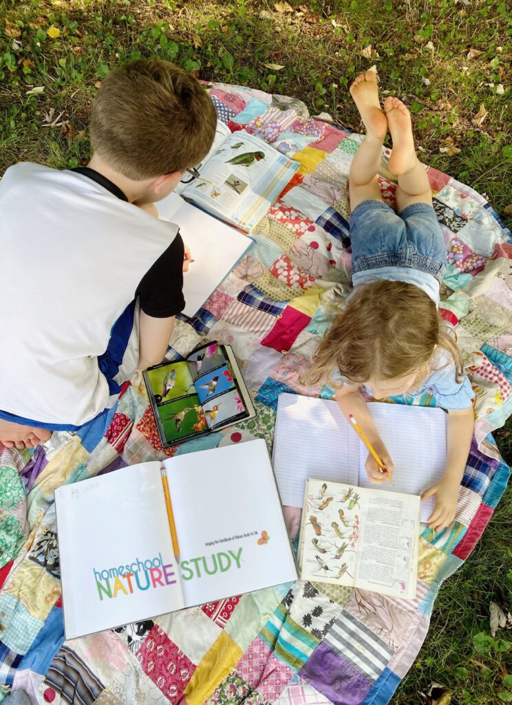 You can plan a simple outdoor picnic for your homeschool nature study! Even a snack in your backyard will make for a fun time together.