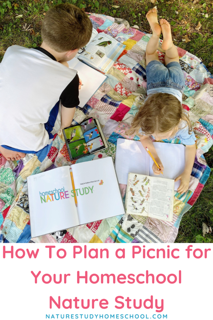 You can plan a simple outdoor picnic for your homeschool nature study! Even a snack in your backyard will make for a fun time together.
