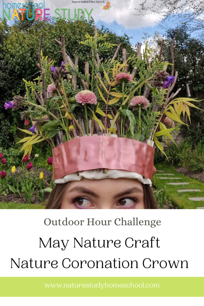 Homeschool Nature Study May Nature Craft - Nature Coronation Crown. Victoria Vels shares, "May's nature craft has landed for our lovely members and we're feeling rather patriotic with these stunning Nature Coronation Crowns, just in time for the crowning of King Charles II."