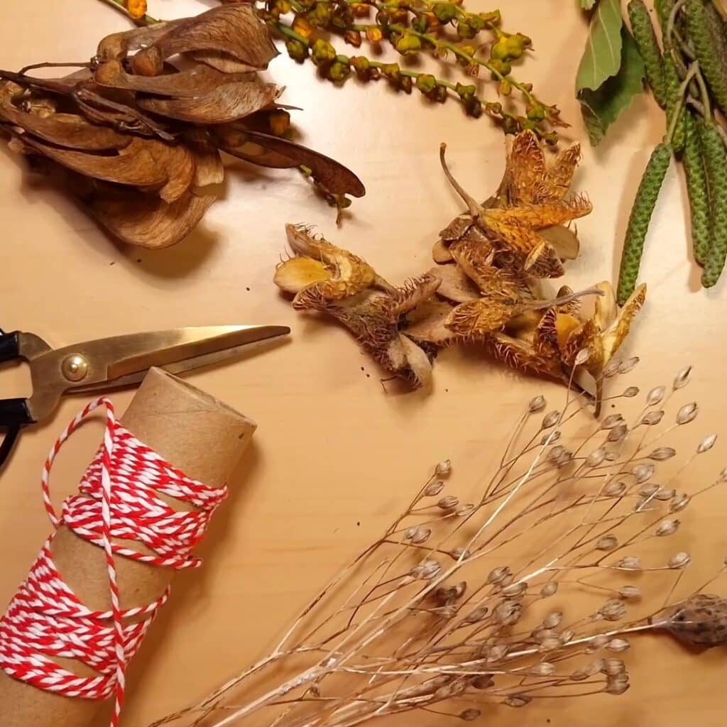 This craft is suitable for most kids no matter their age as it’s just simple knots and some foraged autumnal specimens. So wrap up in your biggest scarf and head outside to collect seed heads, acorns and anything else that symbolised the change of the seasons.