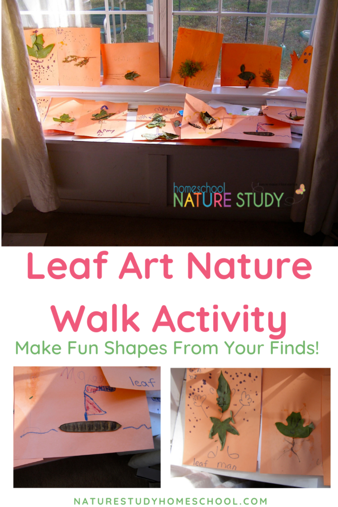 This is a super fun leaf art nature walk activity that you can do today! After a nature walk, create these fun shapes with the treasures you find.